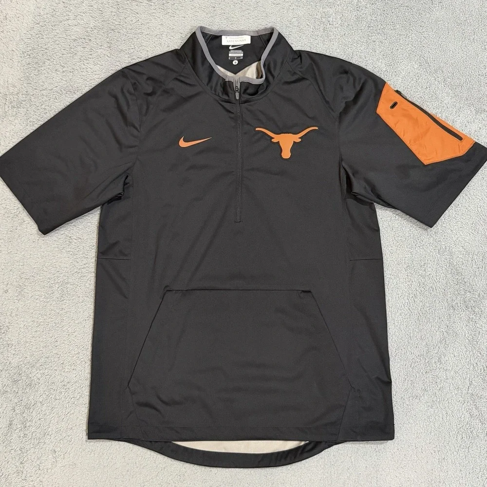 Nike Team Issued Texas Longhorns Men's S Coaches Jacket 1/2 Zip Windbreaker S/S